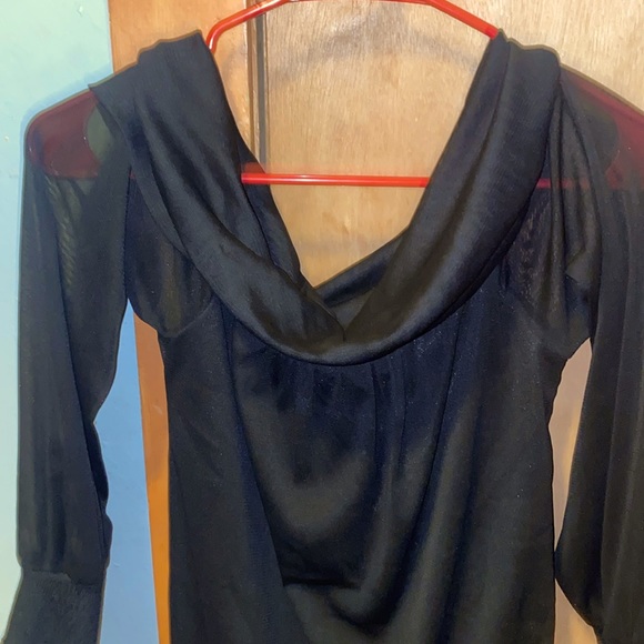 Black sheer cowl neck 3/4 sleeve blouse size small - Picture 1 of 10